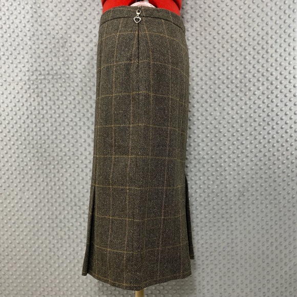 🌟LAST CHANCE 🌟 Brown Orange Checker Pinstripe Skirt - Picture 3 of 4